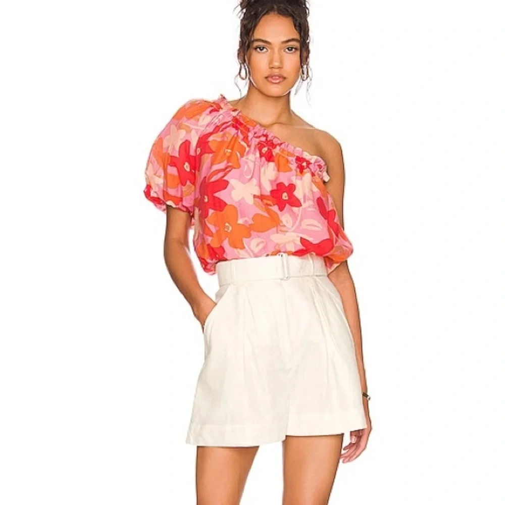 (B22) NEW‎ ASTR the Label Atlanta Top in Pink Red Multi Floral, Size Small, NWOT